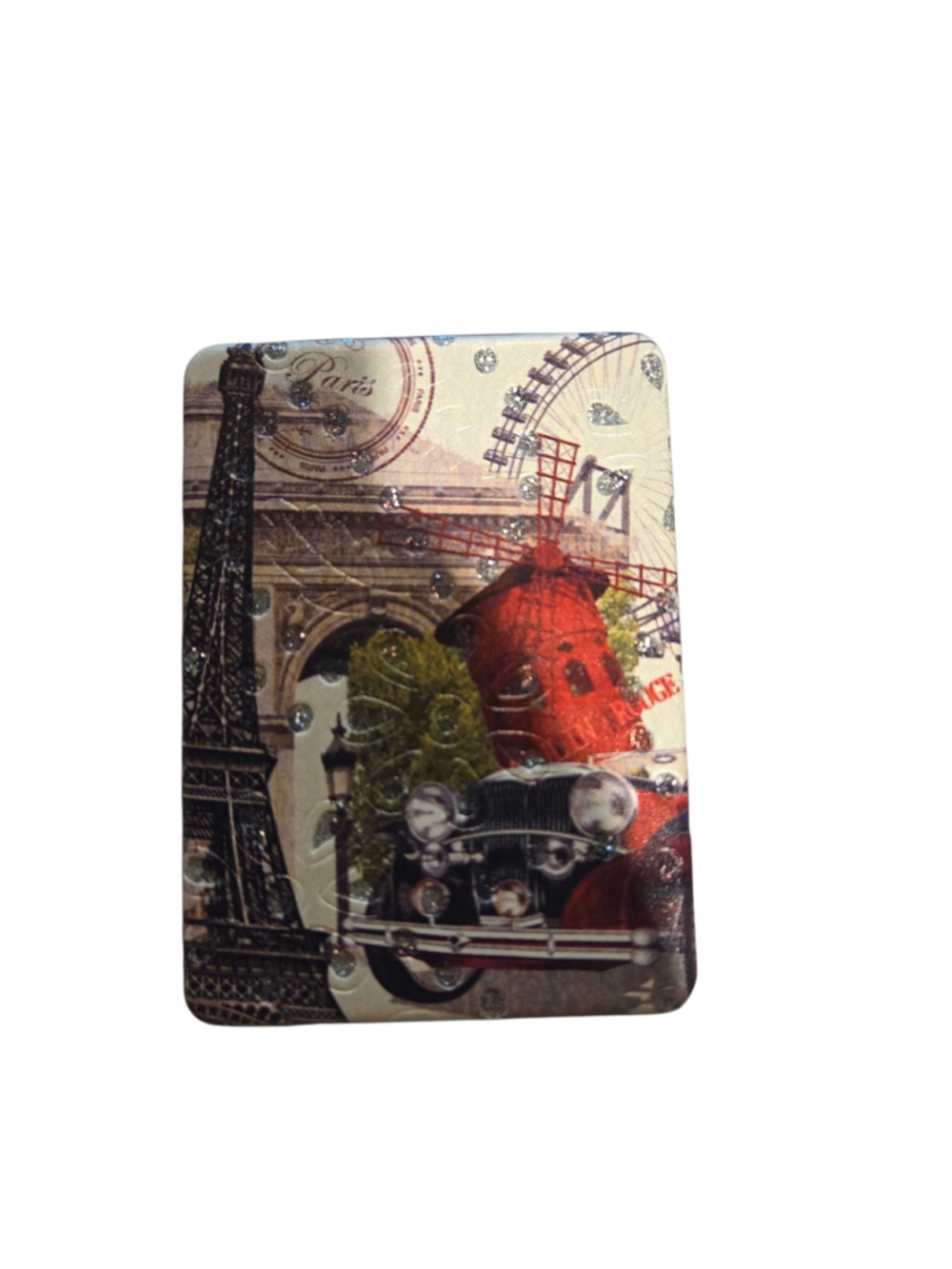 Paris Themed Compact Vanity Mirror One Size Beige Red
